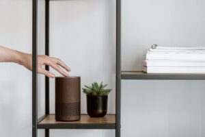 Smart speaker in a living room